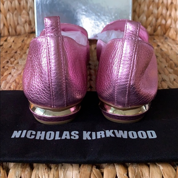 New in box Nicholas Kirkwood Pink Metallic Flats 40 / 9.5 - Picture 6 of 8